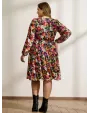 Floral Shirred Pockets Stretchy Waist Midi Dress