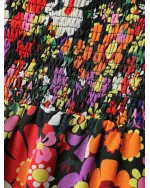 Floral Shirred Pockets Stretchy Waist Midi Dress