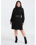 High Turtleneck Textured Sweater Dress