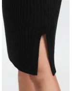 High Turtleneck Textured Sweater Dress