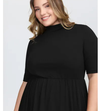 Supersoft Turtleneck Pockets Midi Dress