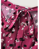 Leopard Print Backless Tie Pockets Midi Dress