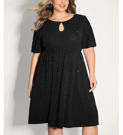 Bowknot Rhinestone Pockets Midi Dress