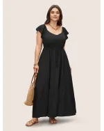 Texture Drawstring Tie Knot Tassels Dress