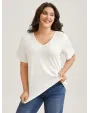 Cotton V Neck Plain Basic T-shirt
