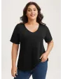 Cotton V Neck Plain Basic T-shirt