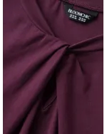 Knotted Cut-Out Neckline Solid T-Shirt