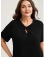 Knotted Cut-Out Neckline Solid T-Shirt