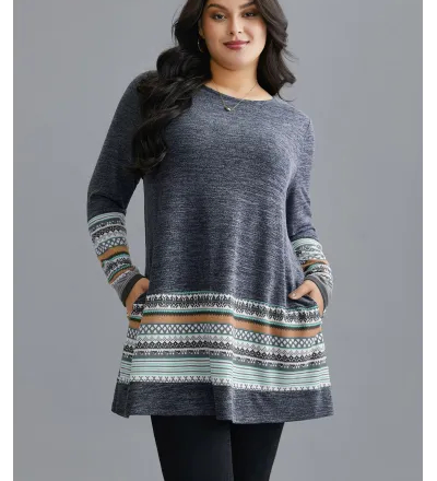 Tunic Boho Print Pocket T-shirt