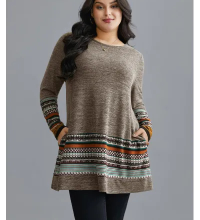 Tunic Boho Print Pocket T-shirt