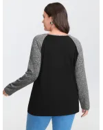 Heather Patchwork Button Detail Stretchy T-Shirt