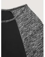 Heather Patchwork Button Detail Stretchy T-Shirt