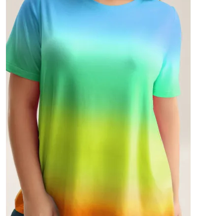 Ombre Gradient Crew Neck Curvy T-Shirt