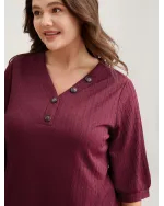Plain Knit Texture Gathered Top