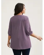 Plain Knit Texture Gathered Top