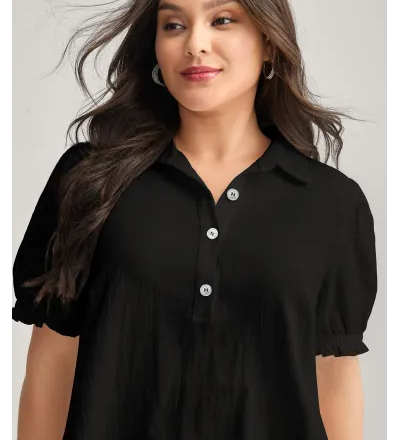 Pure Cotton Ruffled Puffy Sleeve Blouse