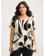 Abstract Print Knotted Blouse