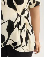 Abstract Print Knotted Blouse