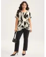 Abstract Print Knotted Blouse