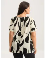 Abstract Print Knotted Blouse