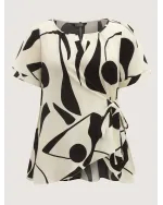 Abstract Print Knotted Blouse