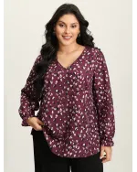 Leopard Print Stretchy Cuff Sleeve Blouse