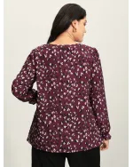 Leopard Print Stretchy Cuff Sleeve Blouse