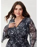 Rosy Romance Cinched Flared Blouse