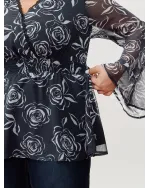 Rosy Romance Cinched Flared Blouse