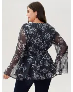 Rosy Romance Cinched Flared Blouse