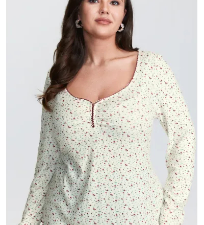 Supersoft Micro Floral Print Knit Top