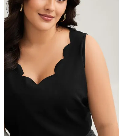 Solid V Neck Laser Cut Tank Top