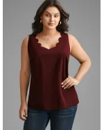 Solid V Neck Laser Cut Tank Top