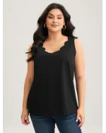 Solid V Neck Laser Cut Tank Top