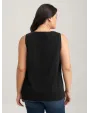 Solid V Neck Laser Cut Tank Top
