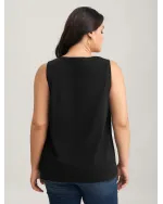 Solid V Neck Laser Cut Tank Top