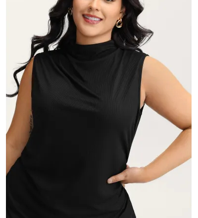 Asymmetric Gathered Fitted Vest