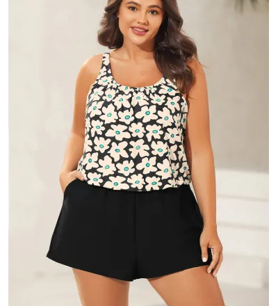 Floral Print Contrast One-Piece Swimsuit