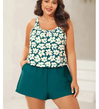 Floral Print Contrast One-Piece Swimsuit