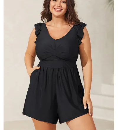 Twist Front Ruffled One-Piece Swimsuit