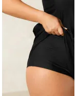 Plain Pockets Adjustable One-Piece Swimsuit