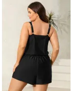 Plain Pockets Adjustable One-Piece Swimsuit