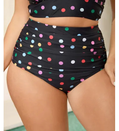 Pattern Print Ruched Tight-Fit Swim Bottoms