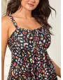 Multicolor Leopard Print Drawstring Swim Top