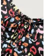 Multicolor Leopard Print Drawstring Swim Top