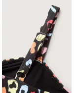 Multicolor Leopard Print Drawstring Swim Top