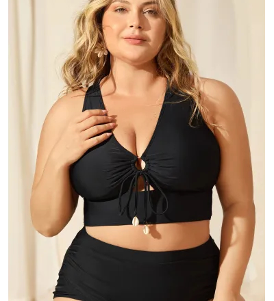 Knotted Keyhole Crossstraps Swim Top