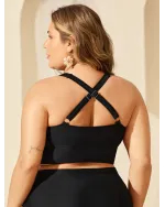 Knotted Keyhole Crossstraps Swim Top