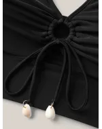 Knotted Keyhole Crossstraps Swim Top