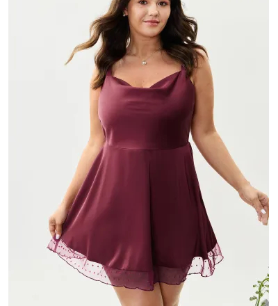 Romantic Cowl Neckline Sheer Sleep Dress